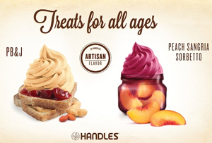 16 Handles' Low Fat PB&J and Fat Free Peach Sangria Sorbetto