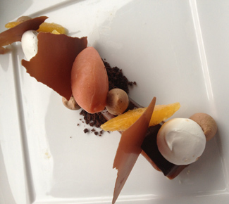 One of Thomas' fall desserts showcasing chocolate and citrus