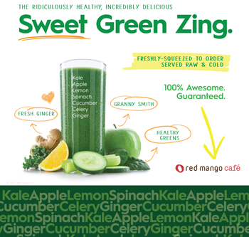 New menu items include juices like the Sweet Green Zing