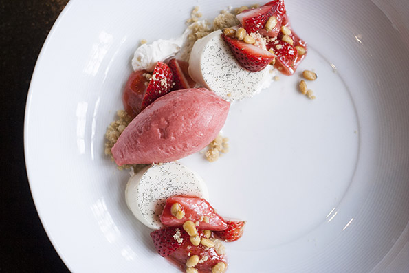 MK restaurant strawberry dessert