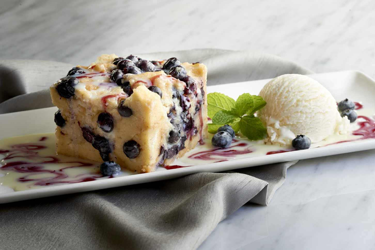 Blueberry White Chocolate Bread Pudding