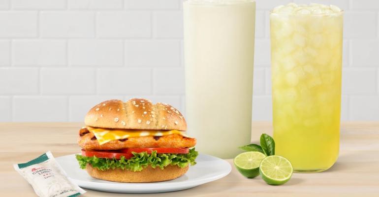 Chick-fil-A Grilled Spicy Deluxe Sandwich & Key Lime Beverages