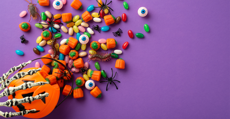 Skeleton hand with candy