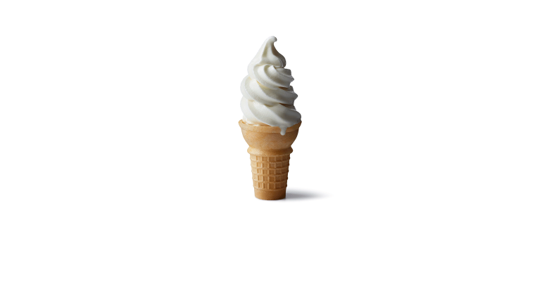 McDonalds vanilla ice cream cone on a white background