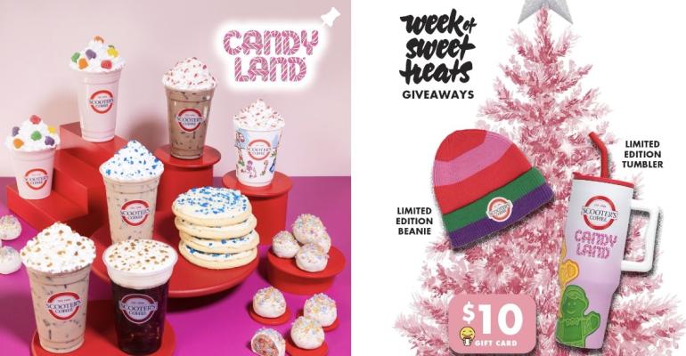 Scooter's Coffee Candy Land drinks and promotional image