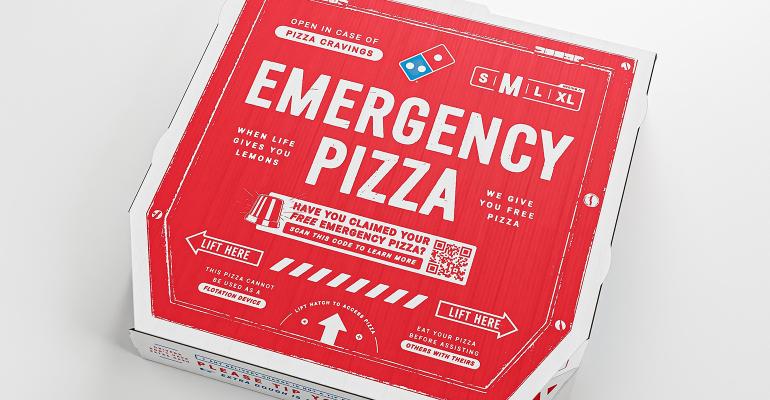 Domino's emergency pizza box