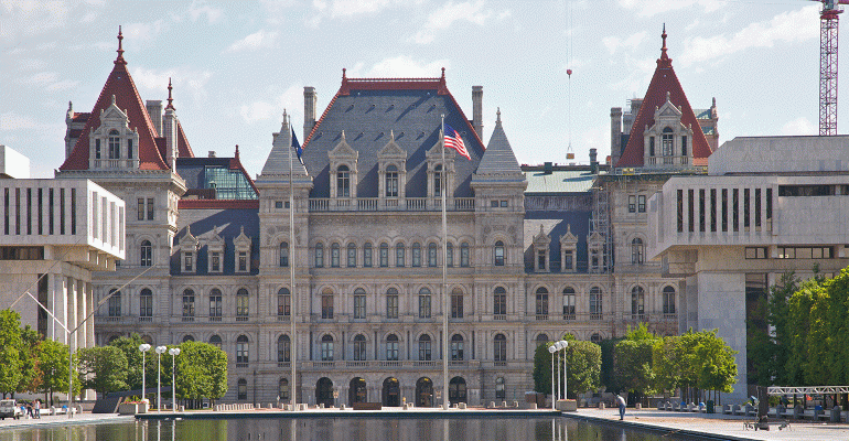 The New York state capitol building in Albany