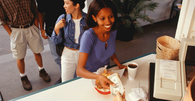 paying at restaurant counter