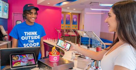 16 Handles interior with customer and employee