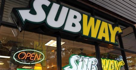 Subway exterior with sign